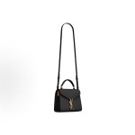 SAINT LAURENT YSL Cassandra distressed gold Logo grain embossed hand-held crossbody single-shoulder bag mini women\'s black